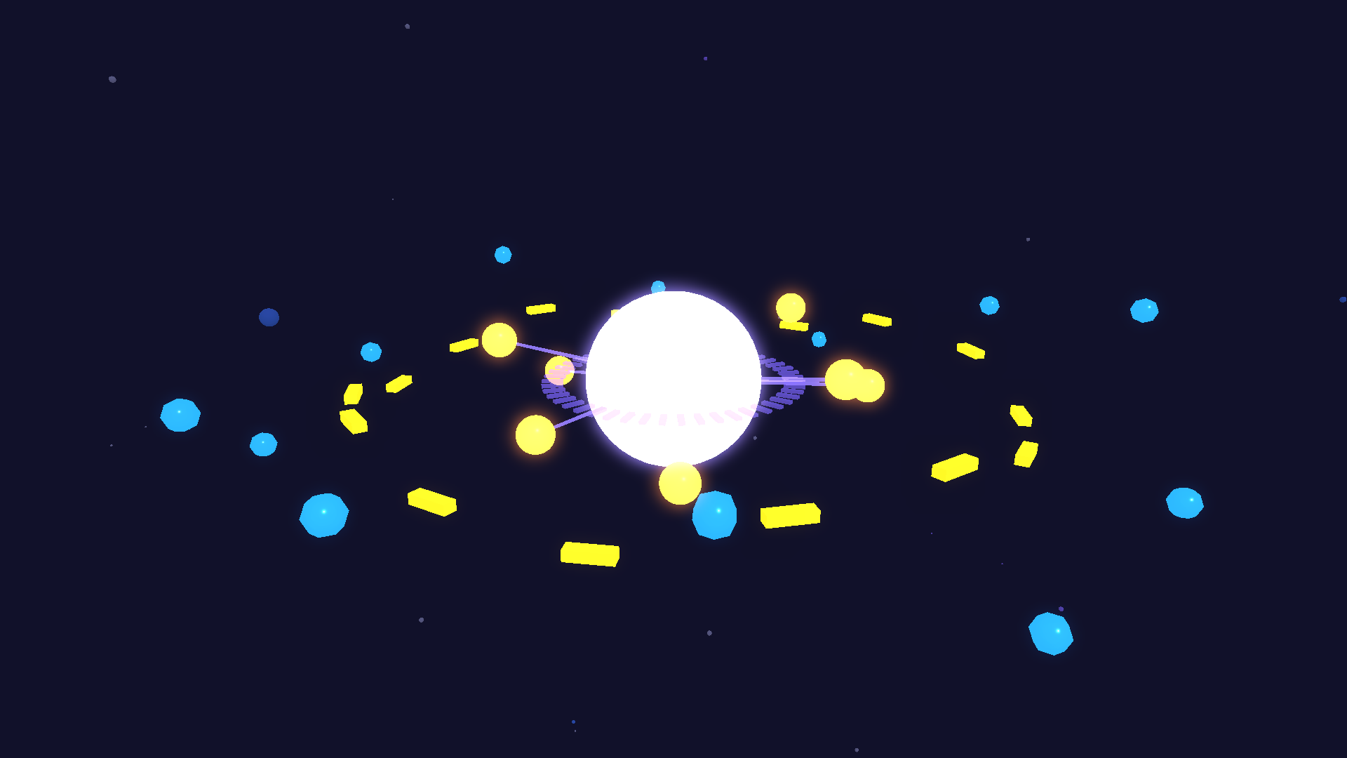 GLADIUS Three-Temperature Memory Architecture — hot (amber), warm (gold), cold (cyan) orbits around the intelligence kernel core